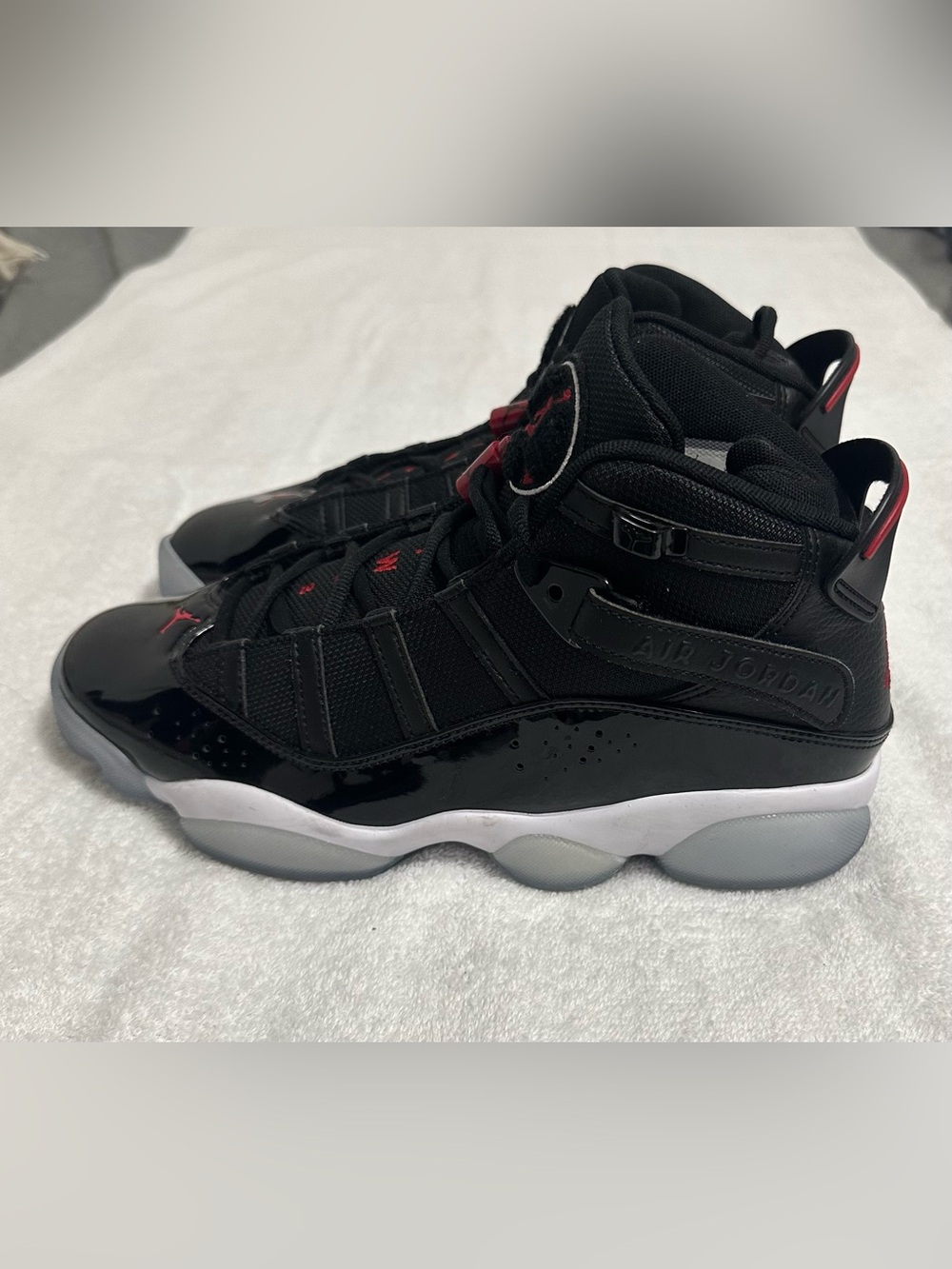 Jordan 6 Rings Black Metallic Red Sneakers Size US 9